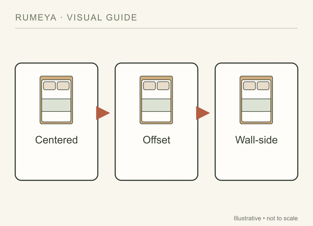 Compare these three positions on a plan of your actual room.